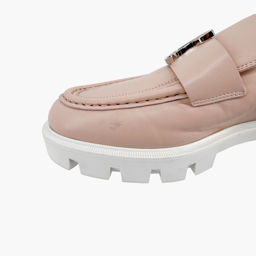 Christian Louboutin CL Moc Lug Leather Loafers Nude Beige Size 37 US 7 Women's - Picture 11 of 15